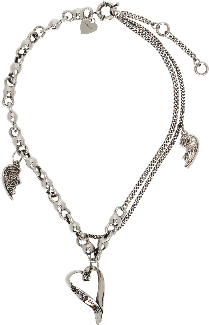 Acne Studios Silver Charm Necklace In Bwf Antique Silver