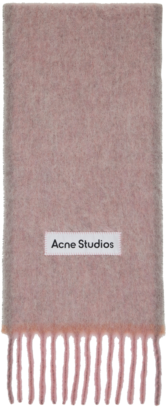 Shop Acne Studios Pink Fringe Scarf In 416 Dusty Pink