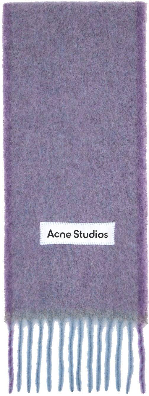 Acne Studios Mohair Wool Fringe Scarf In Lavender Purple
