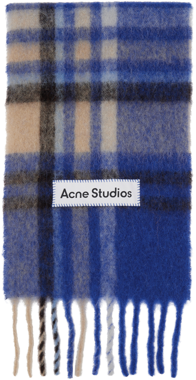 Acne Studios: Blue Tartan Scarf | SSENSE