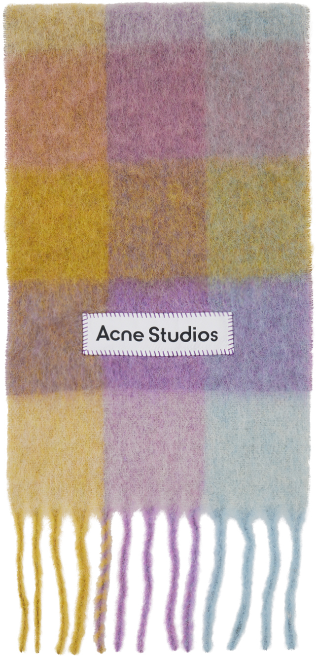 Acne Studios: マルチカラー チェック マフラー | SSENSE 日本