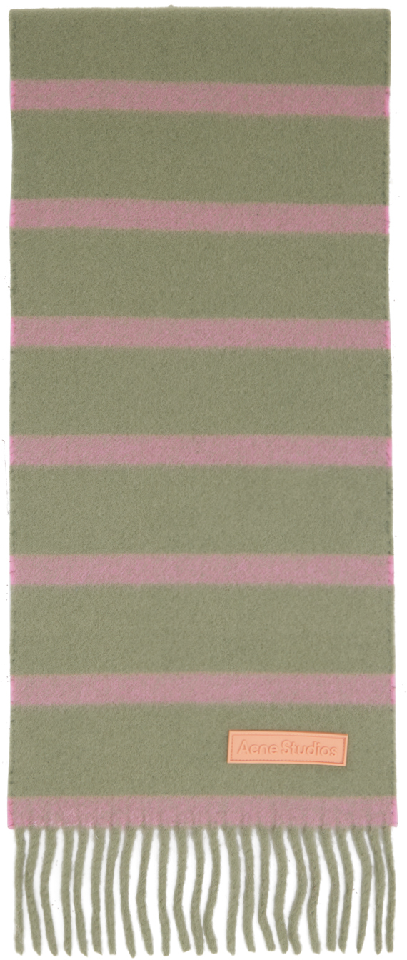 Acne Studios Green & Pink Striped Scarf