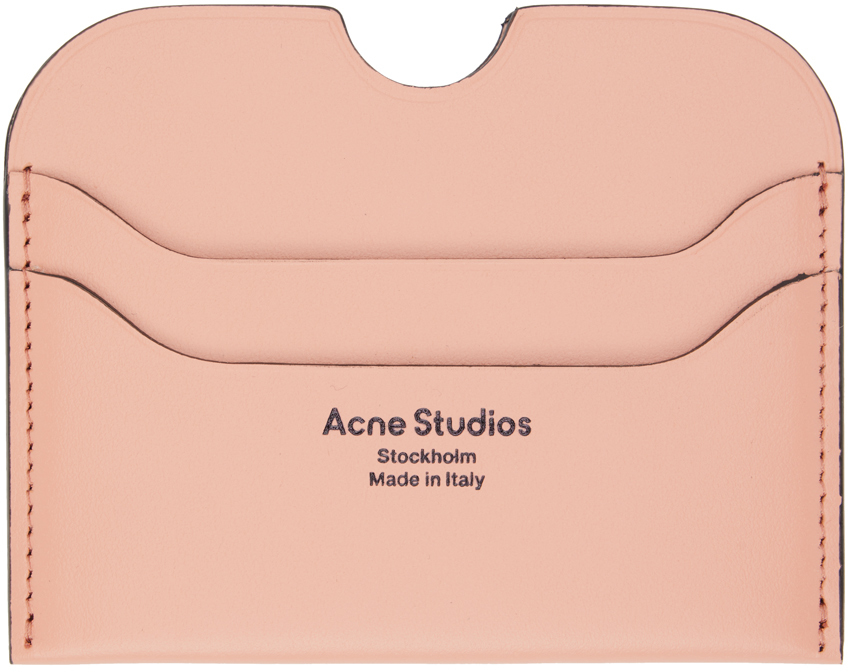 Acne Studios Pink Logo Stamp Card Holder In Ad2 Salmon Pink