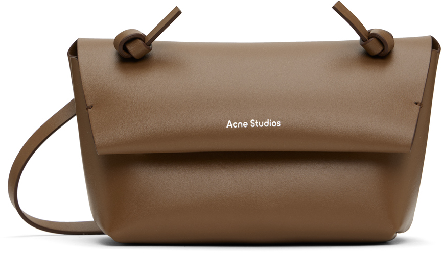 Acne Studios Brown Mini Knotted Shoulder Bag In 640 Camel Brown