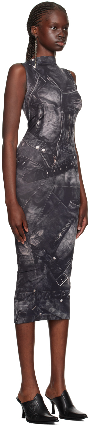 Acne Studios Graphic-print Sleeveless Midi Dress In Bm0 Faded Black
