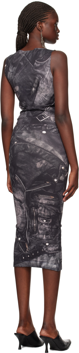 Acne Studios Graphic-print Sleeveless Midi Dress In Bm0 Faded Black