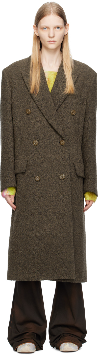 Luxe Double-Breasted Woolen Coat in Taupe