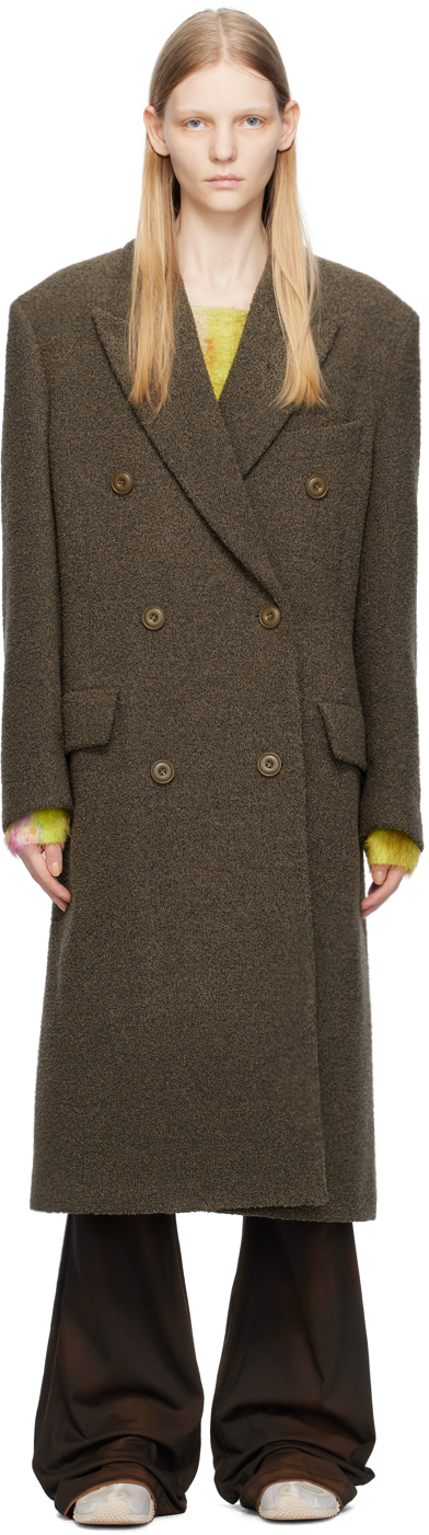 Shop Acne Studios Taupe Double Breasted Coat In Aa5 Taupe Grey