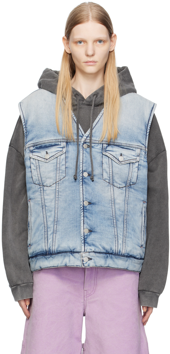 Acne Studios - Crinkled padded denim jacket - Indigo blue