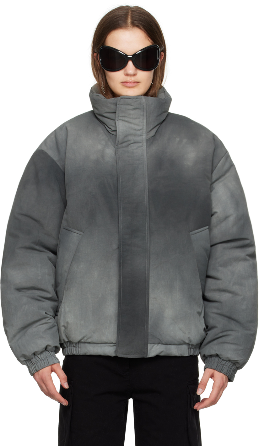 Gray Garment-Dyed Puffer Jacket