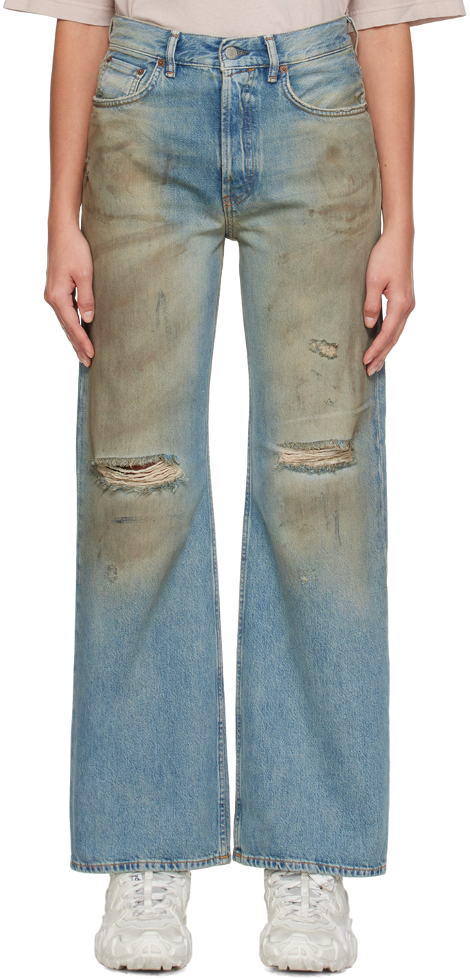 Acne Studios Blue Loose-fit 2021f Jeans In Mid Blue