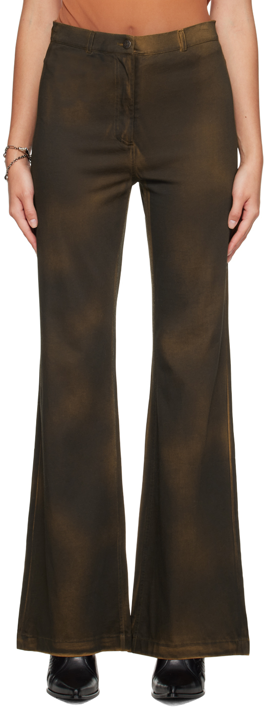 Shop Acne Studios Brown Dyed Trousers In 59c Caramel Brown