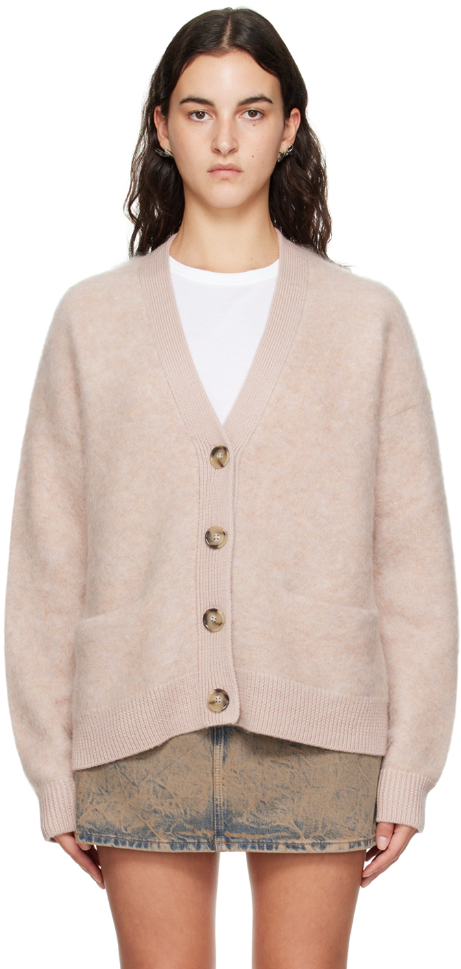 Shop Acne Studios Pink Fluffy Cardigan In Faded Pink