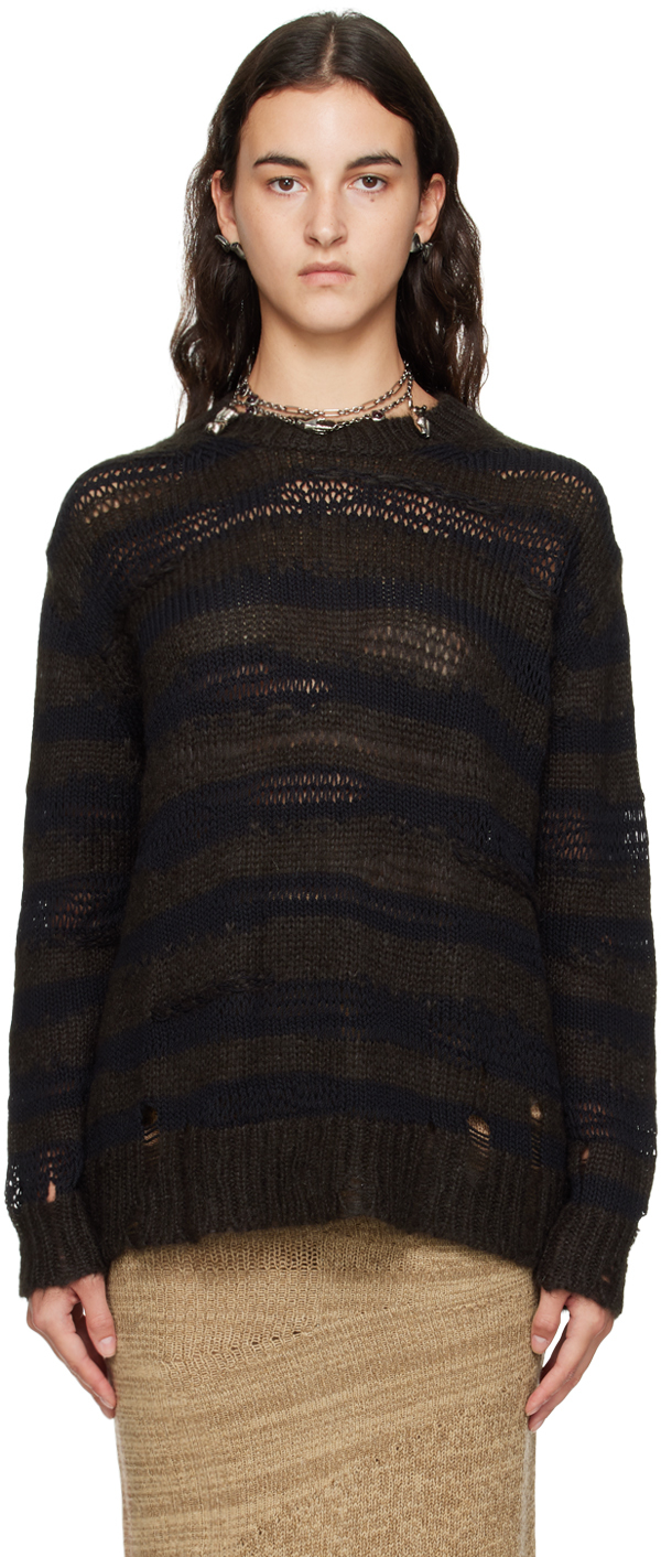 Acne Studios: Grey Distressed Sweater | SSENSE UK