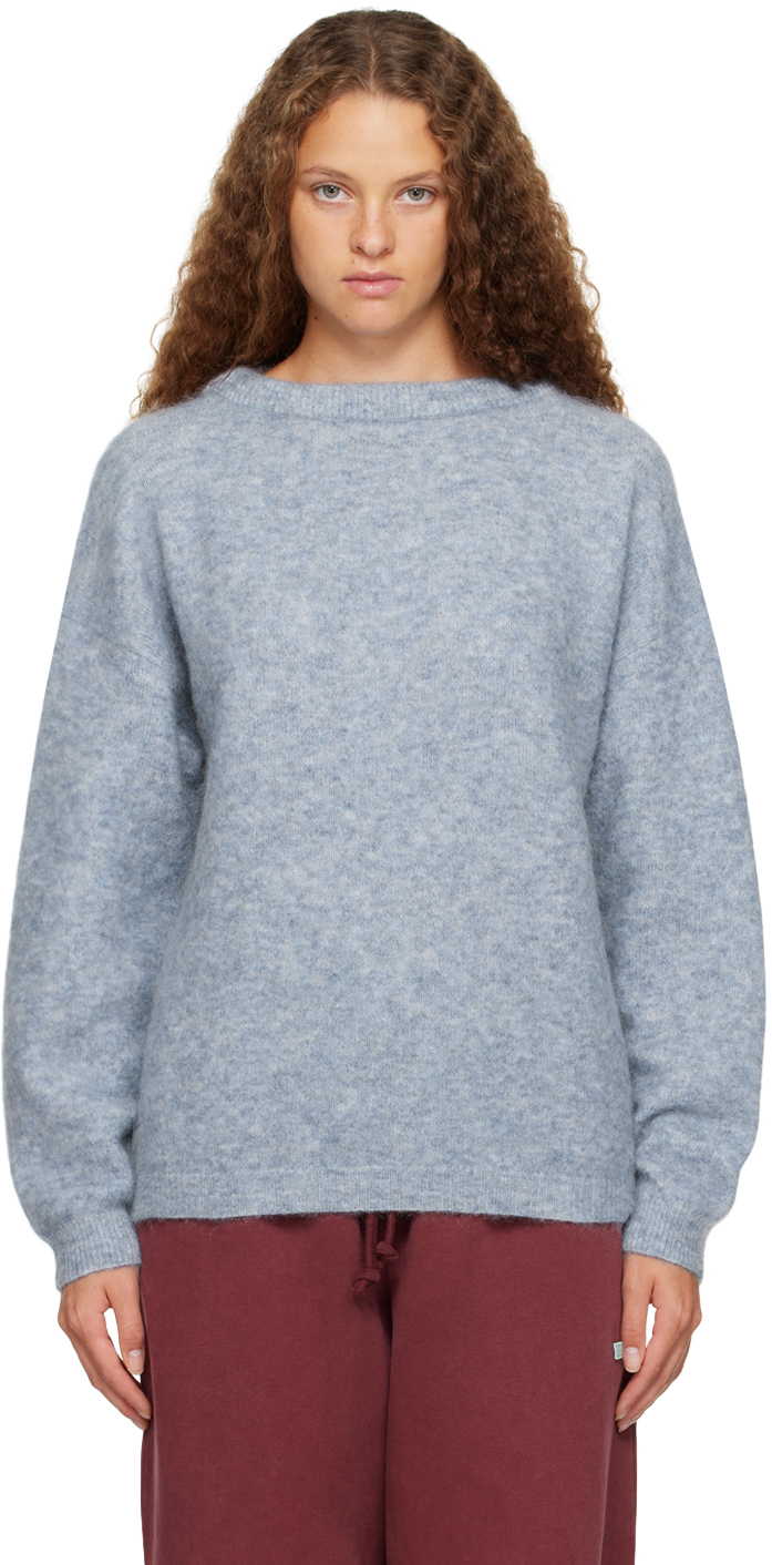 Shop Acne Studios Blue Crewneck Sweater In Denim Blue