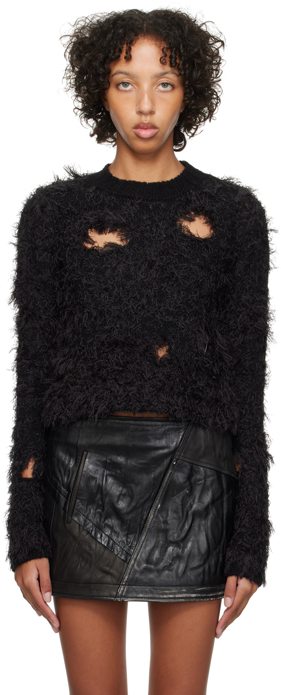 Shop Acne Studios Black Cutout Sweater In 900 Black