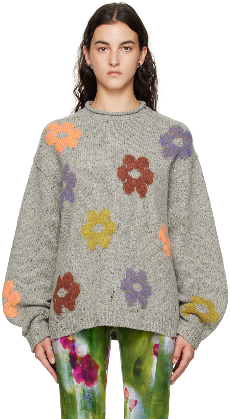 Gray Jacquard Sweater