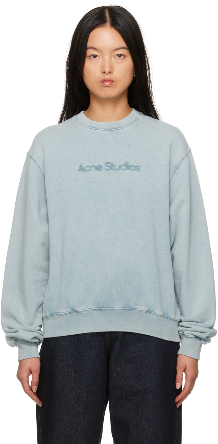 Acne Studios: Blue Blurred Sweatshirt | SSENSE