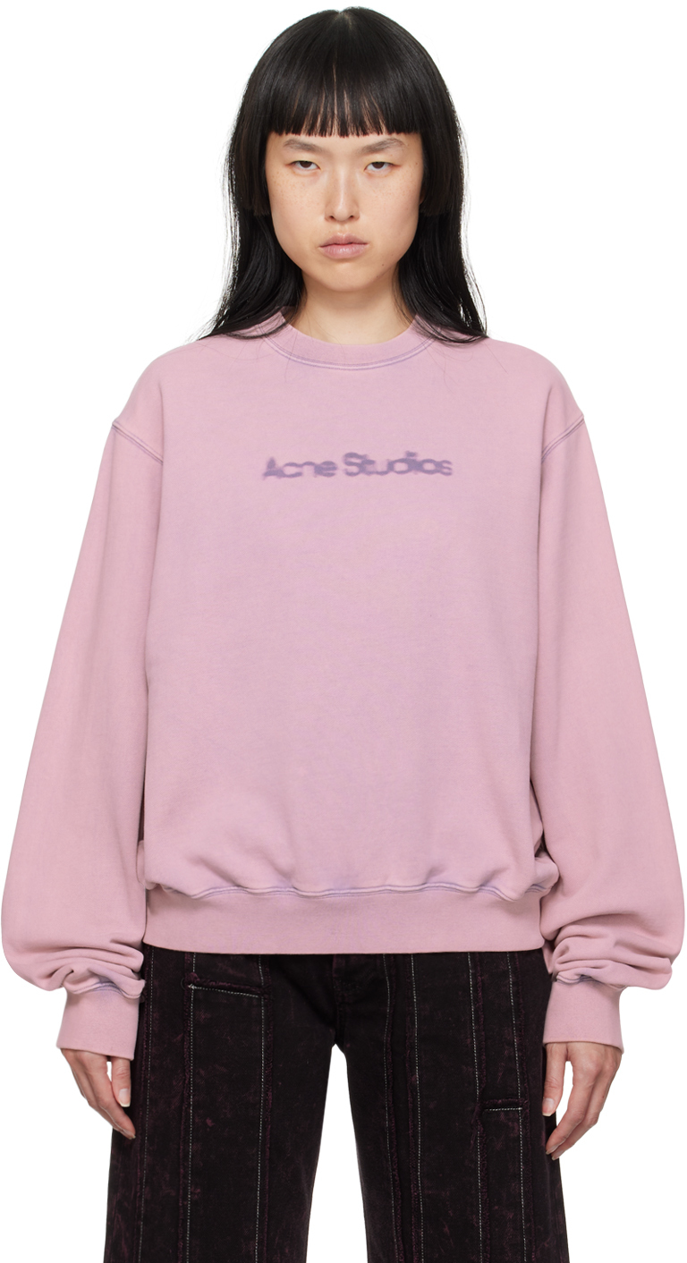 Shop Acne Studios Pink Blurred Sweatshirt In Cue Faded Purple