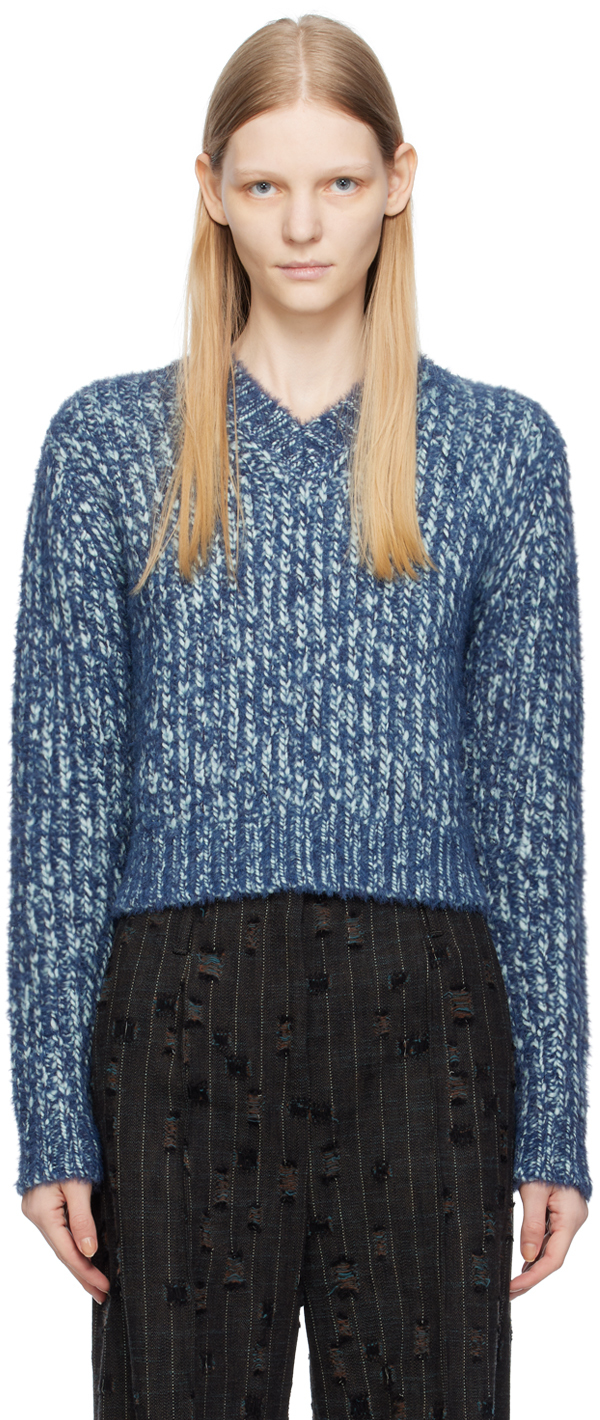 Acne Studios Blue V-Neck Sweater