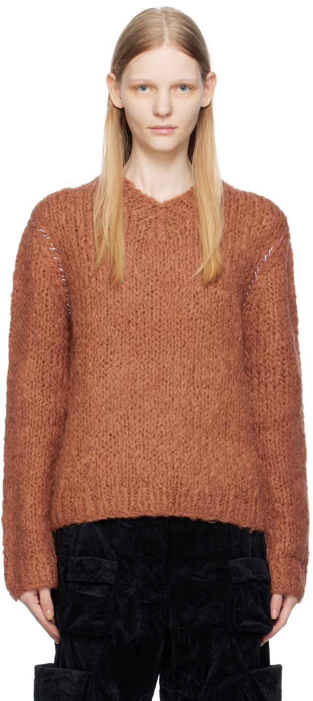 Acne Studios Orange Mix Sweater In Dh4 Ginger Brown