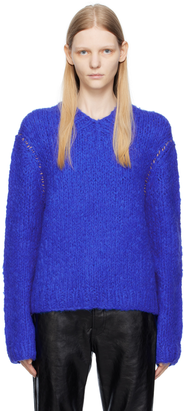 Acne Studios Blue Mix Sweater In Bpa Deep Blue