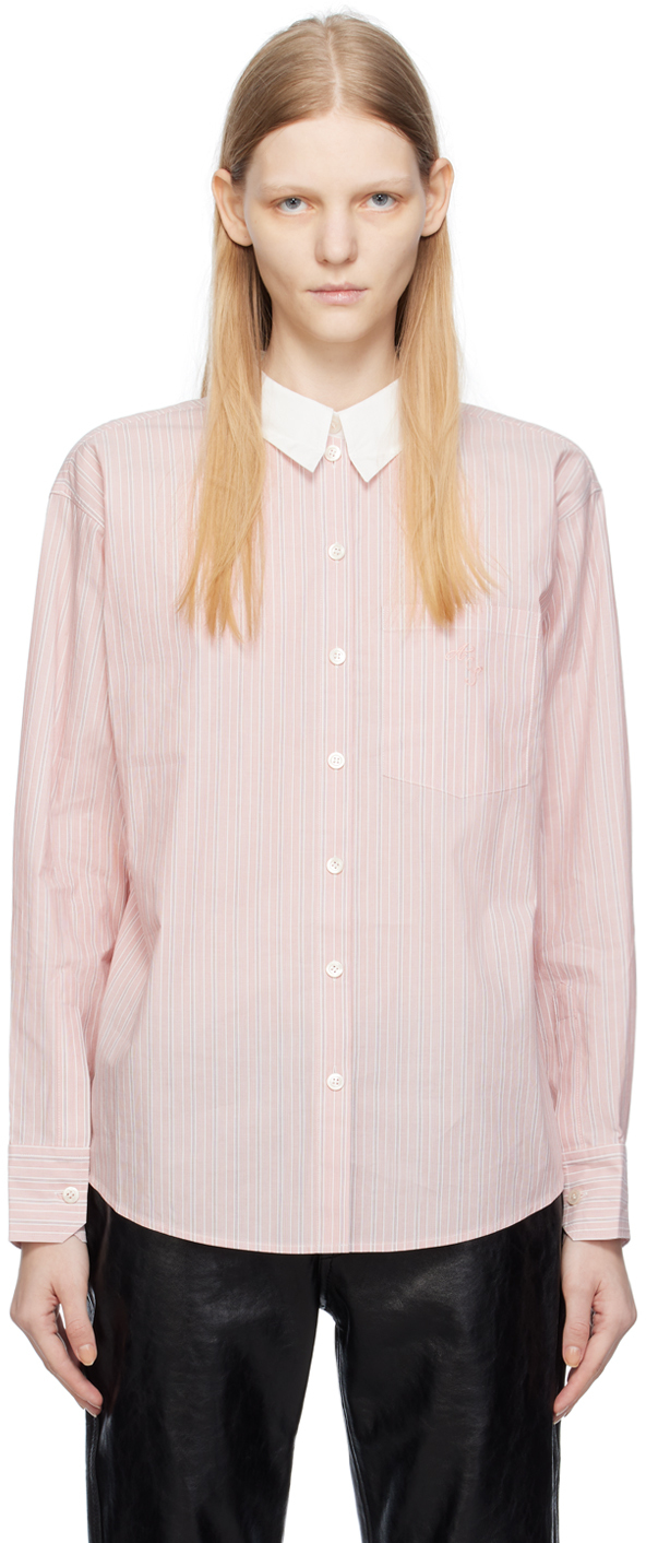 Shop Acne Studios Pink Button-up Shirt In Dja Salmon Pink/whit