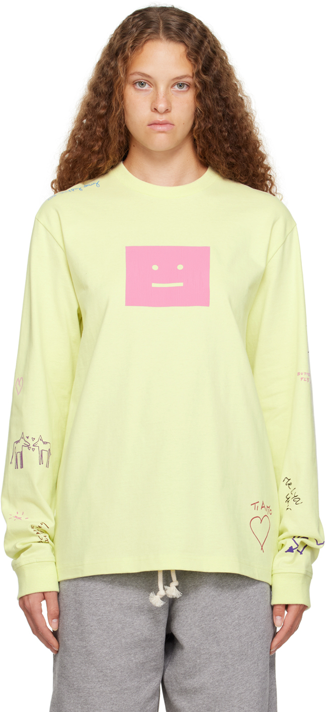 Acne Studios Logo-print Crew-neck Sweatshirt In Neongrün