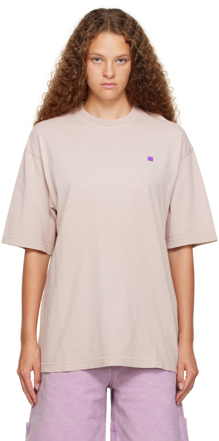 Acne Studios Logo-patch Cotton T-shirt In Dusty Beige