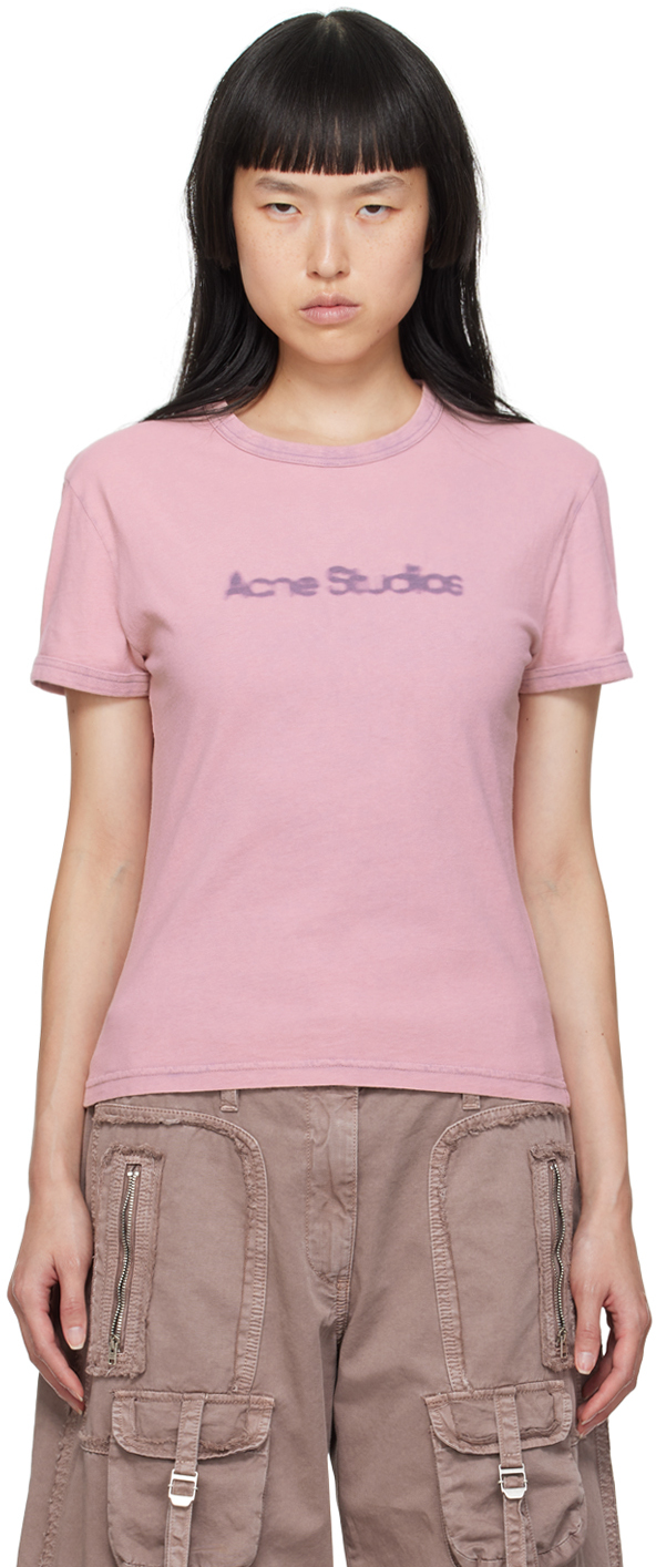 Shop Acne Studios Pink Blurred T-shirt In Cue Faded Purple