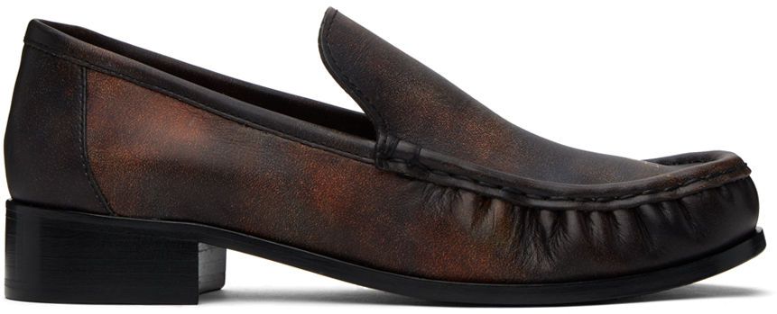 ACNE STUDIOS BROWN INITIALS LOAFERS