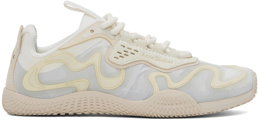 Acne Studios White & Off-White Lace-Up Sneakers