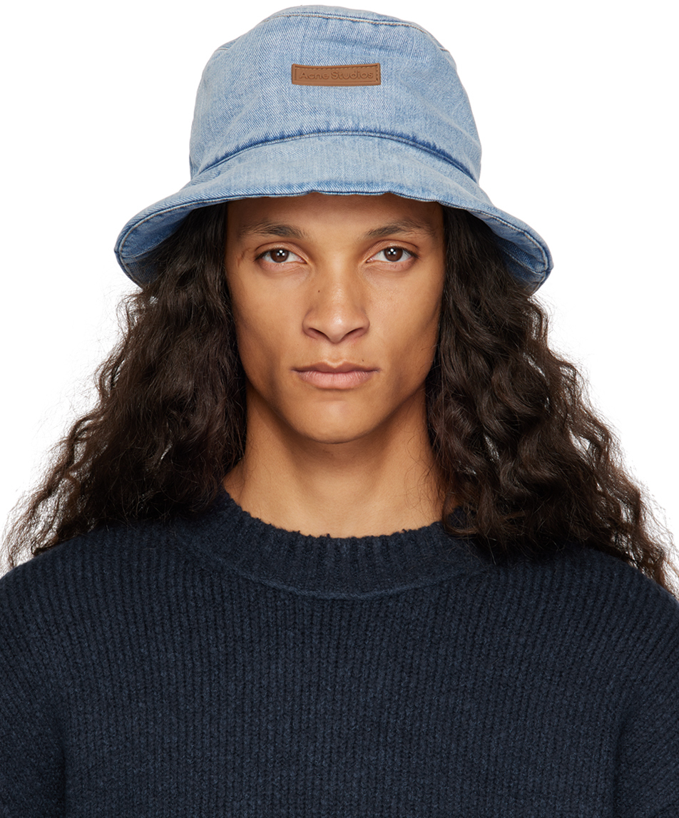Acne Studios Blue Padded Denim Bucket Hat