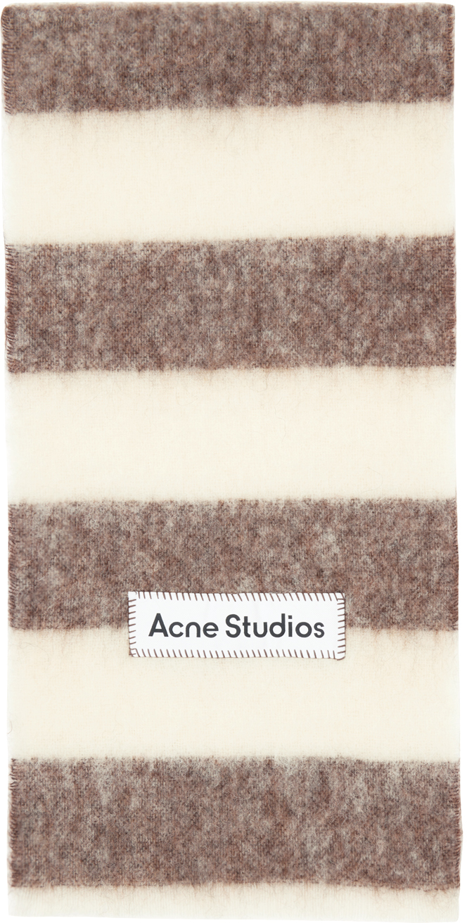 Acne Studios Brown & White Stripe Scarf In Aih Brown/white