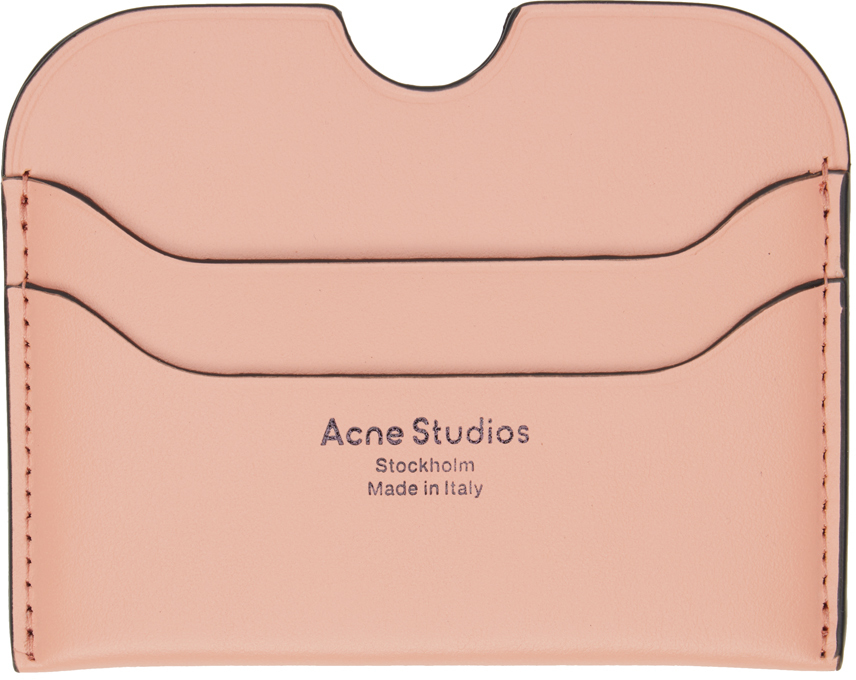Acne Studios Pink Logo Card Holder In Ad2 Salmon Pink
