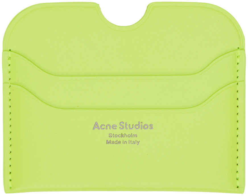 Shop Acne Studios Green Stamp Card Holder In Abe Lime Green