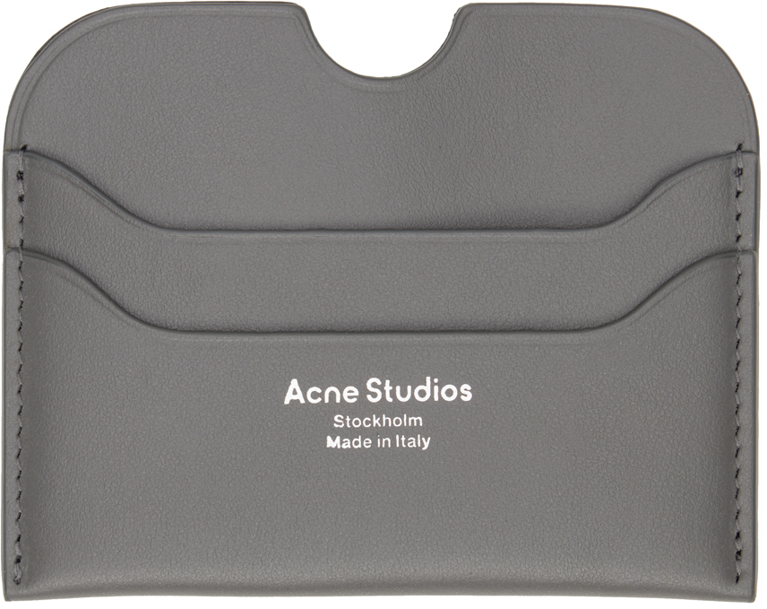 Acne Studios: Gray Logo Card Holder | SSENSE Canada