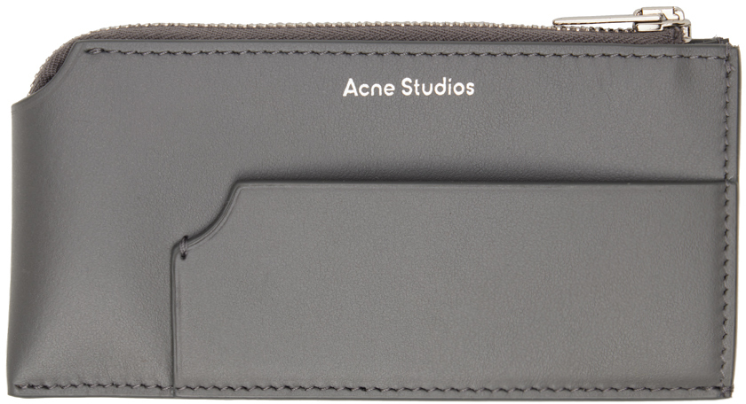 Acne Studios Gray Zip Card Holder In Aa3 Dark Grey