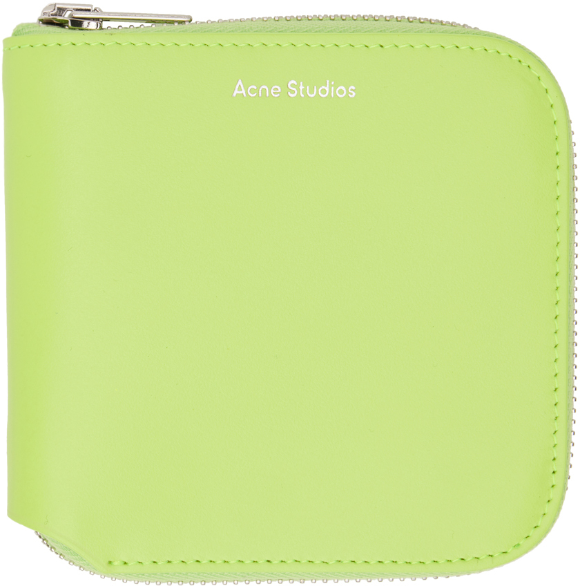 Acne Studios Green Zip Wallet In Abe Lime Green