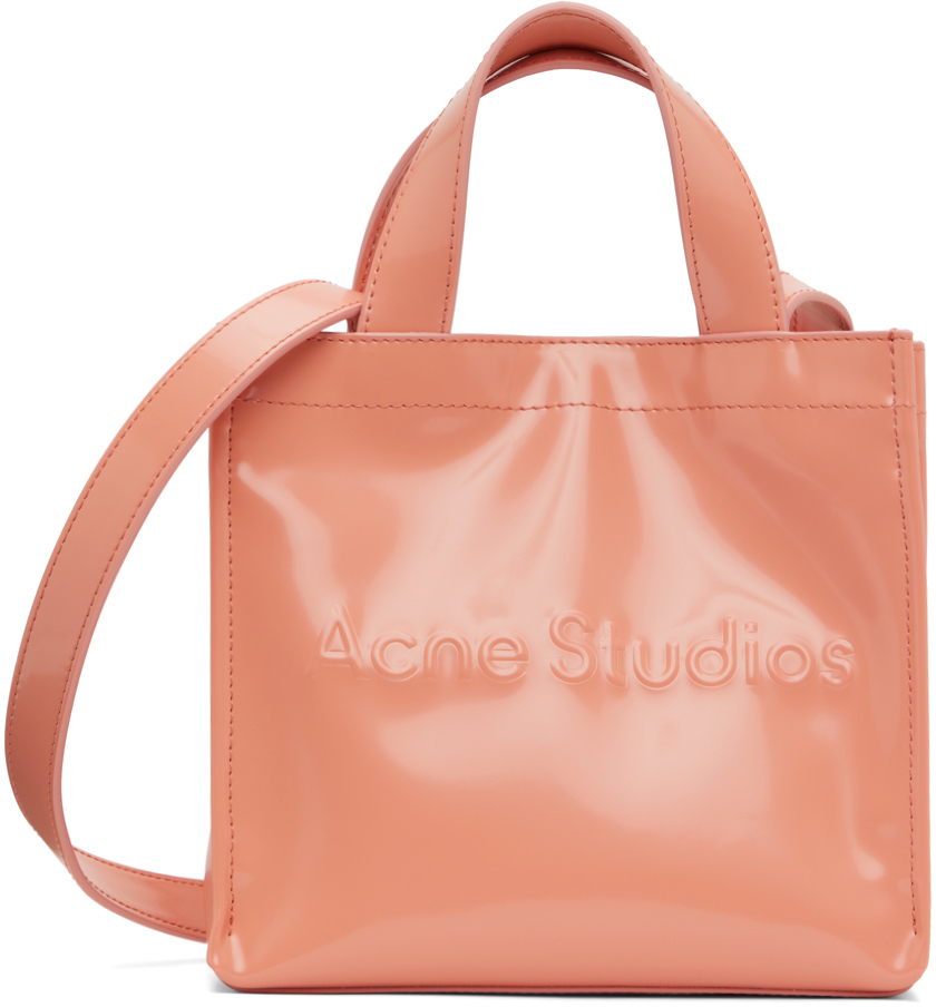 Acne Studios: ピンク ミニ ロゴ トートバッグ SSENSE 日本
