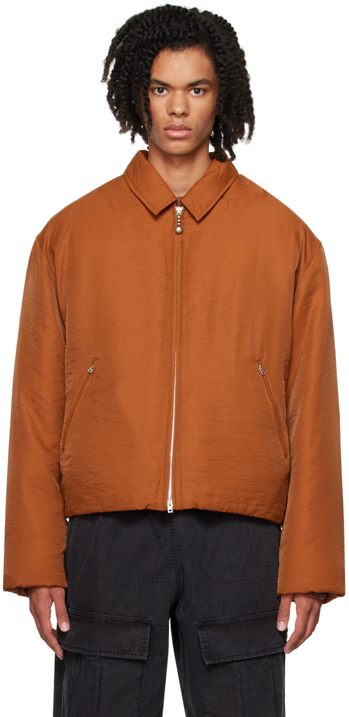 Orange Crinkled Down Jacket