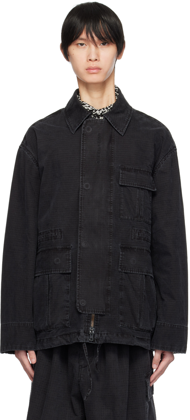 Shop Acne Studios Black Embroidered Jacket In 900 Black