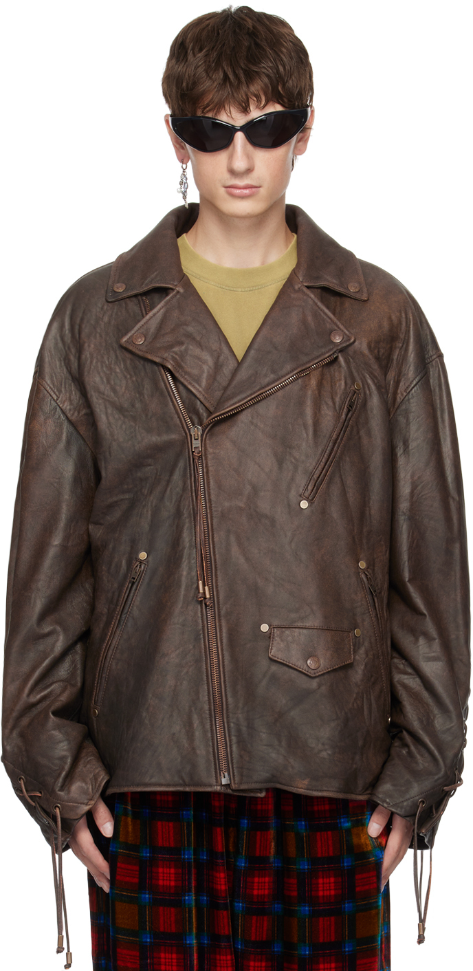 Brown Laced Leather Jacket