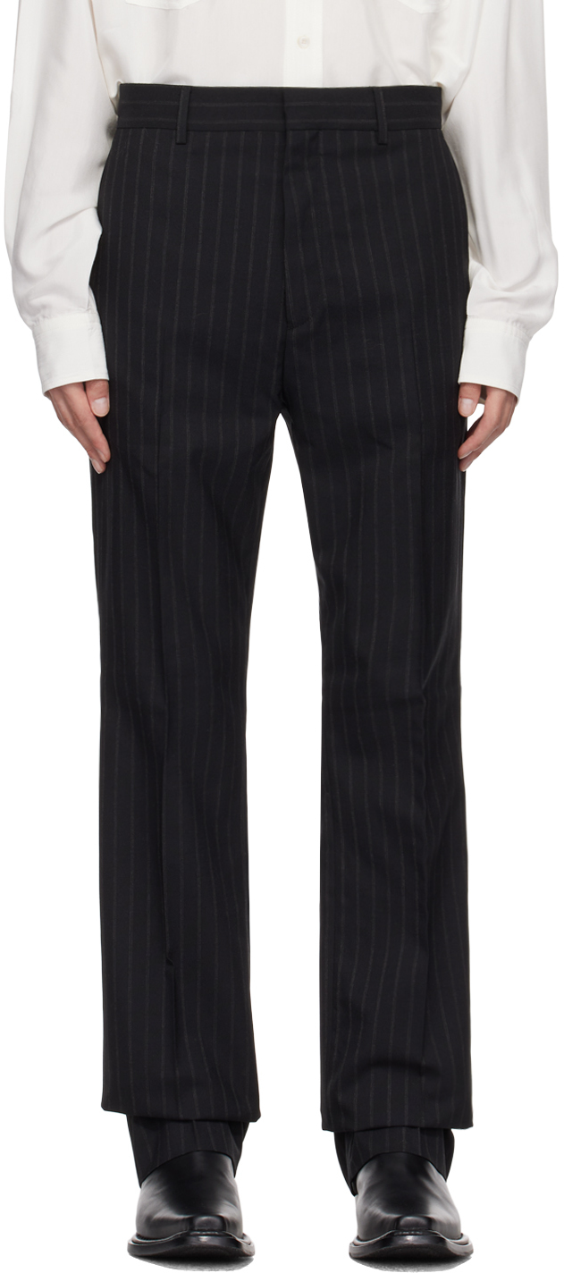 Acne Studios Striped Straight-leg Tailored Trousers In Aik Black/grey
