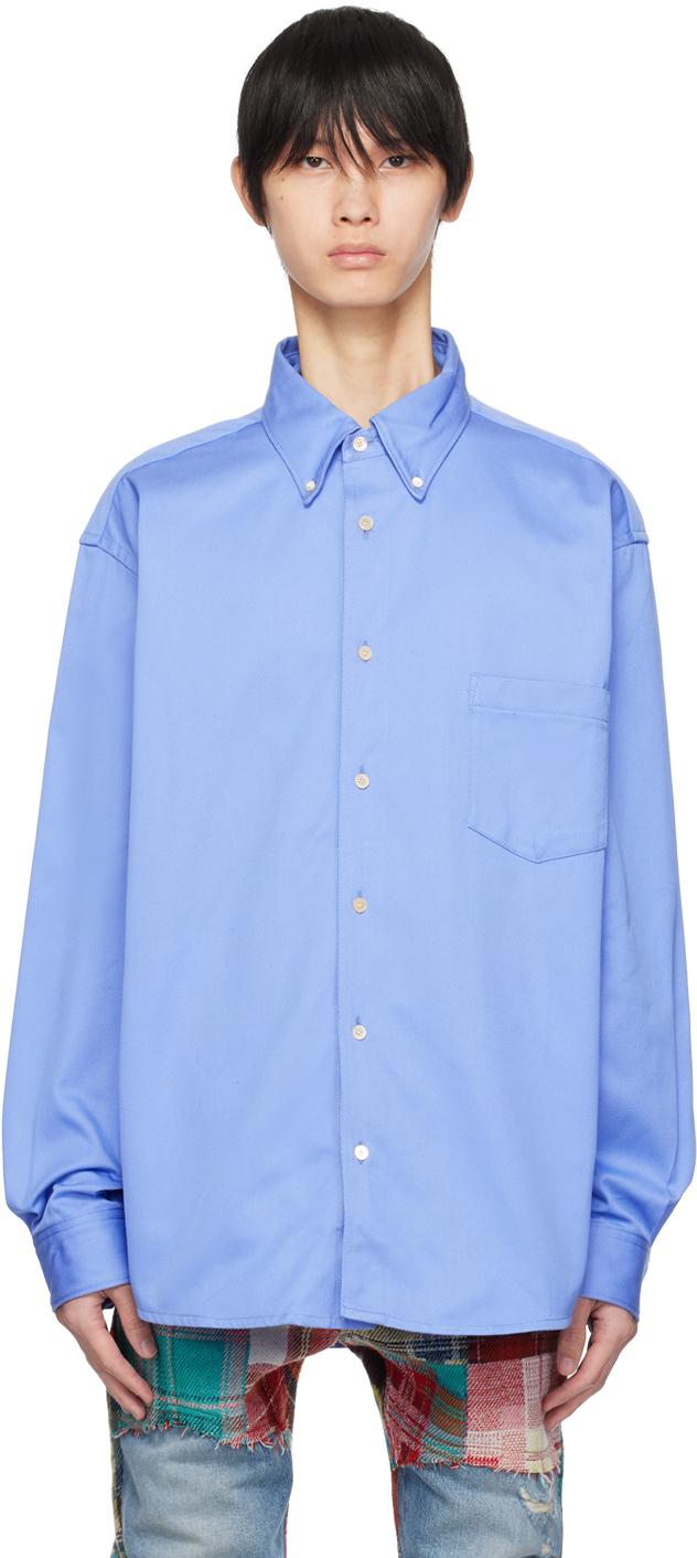 Shop Acne Studios Blue Button-up Shirt In Cdi Cornflower Blue