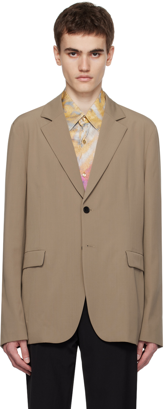 Shop Acne Studios Taupe Double-breasted Blazer In Cvd Mud Grey