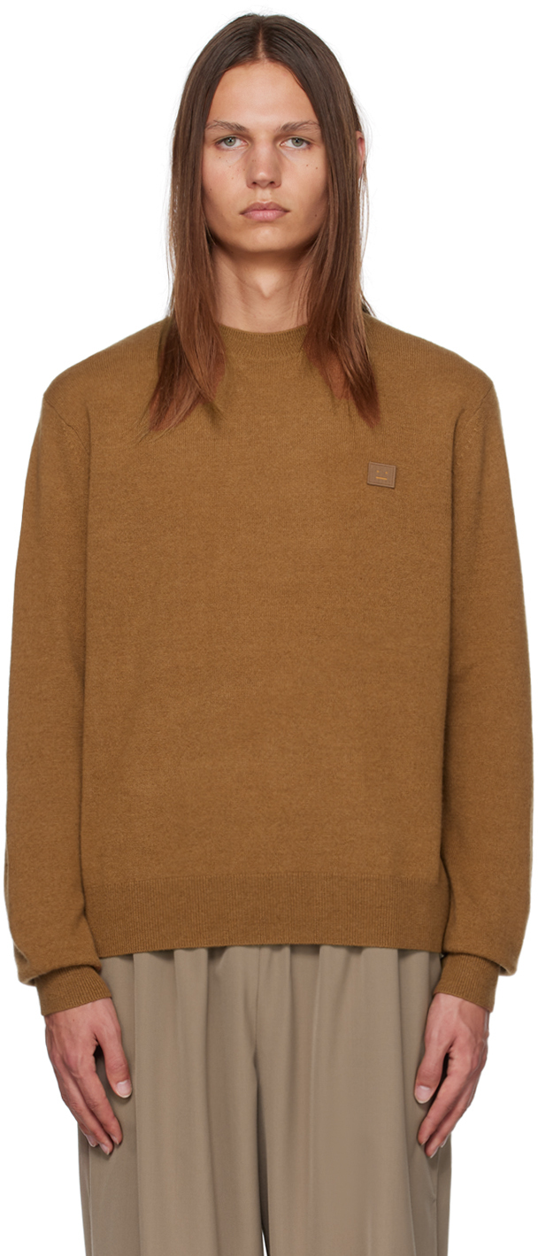 高品質 アクネ ストゥディオズ メンズ ニット セーター アウター Acne Studios Kalon Face Crew Knit Grey  Brown Melange