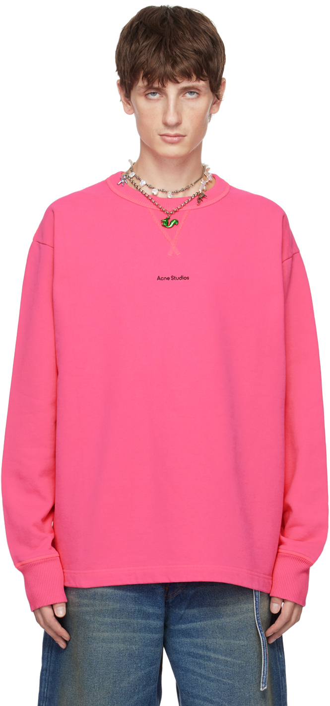 Shop Acne Studios Pink Stamp Sweatshirt In Asa Neon Pink