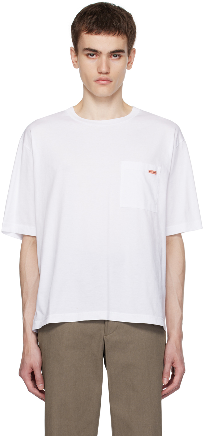 Acne Studios: White Patch T-Shirt | SSENSE Canada