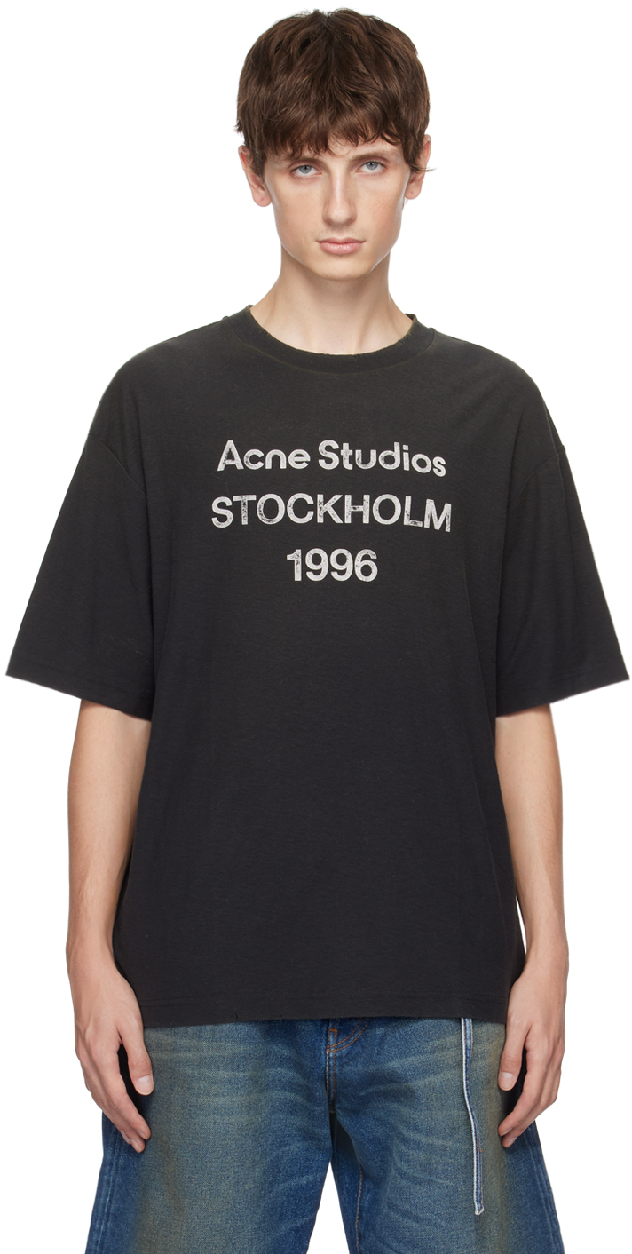 Acne Studios: Black Distressed T-Shirt | SSENSE Canada